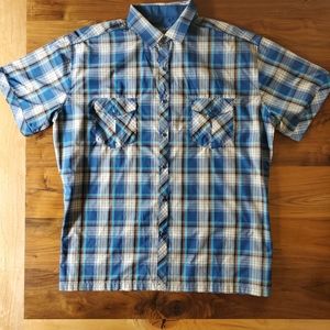 KUHL XXL Mens Short Sleeve Plaid Blue Shirt